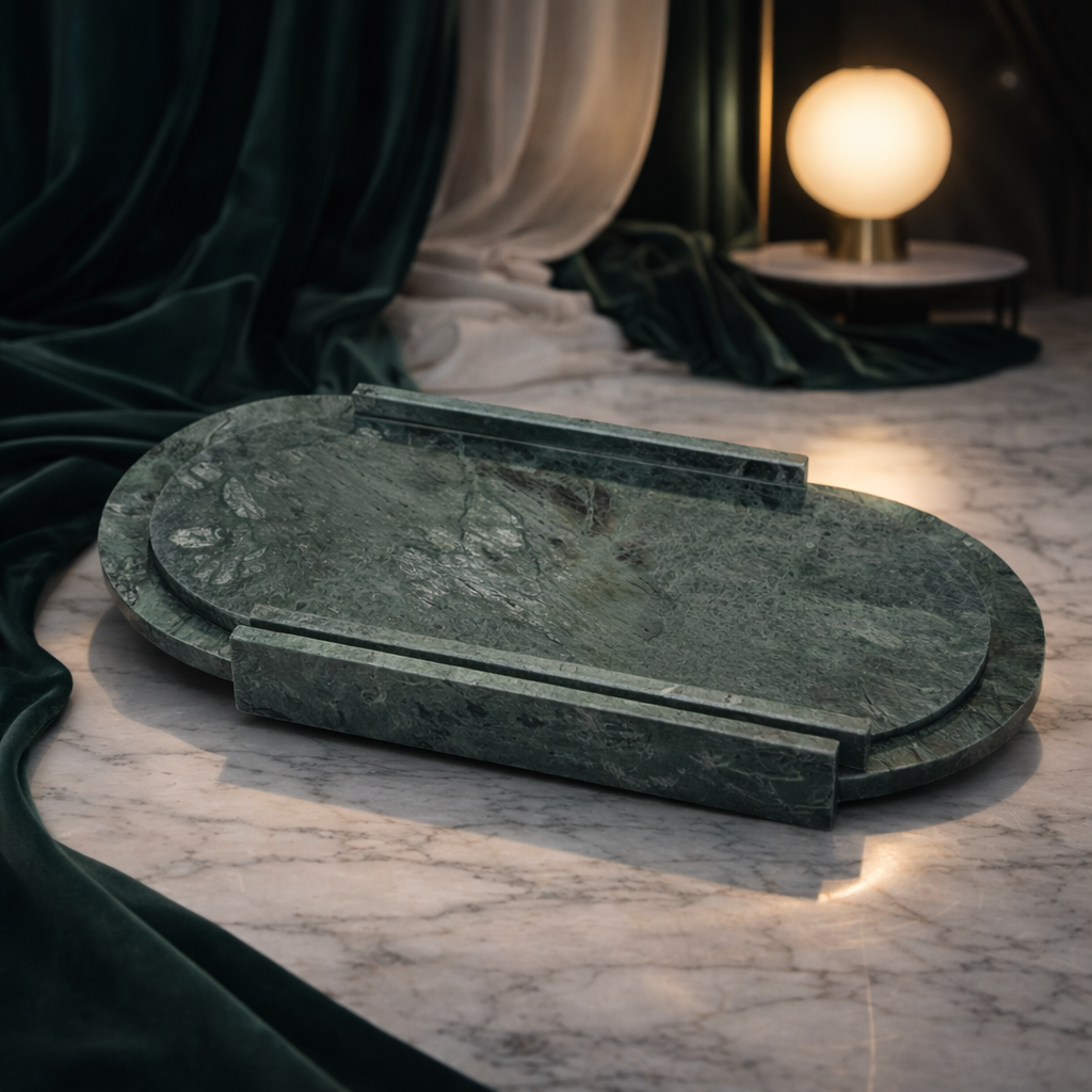 Oval Green - marble tray set