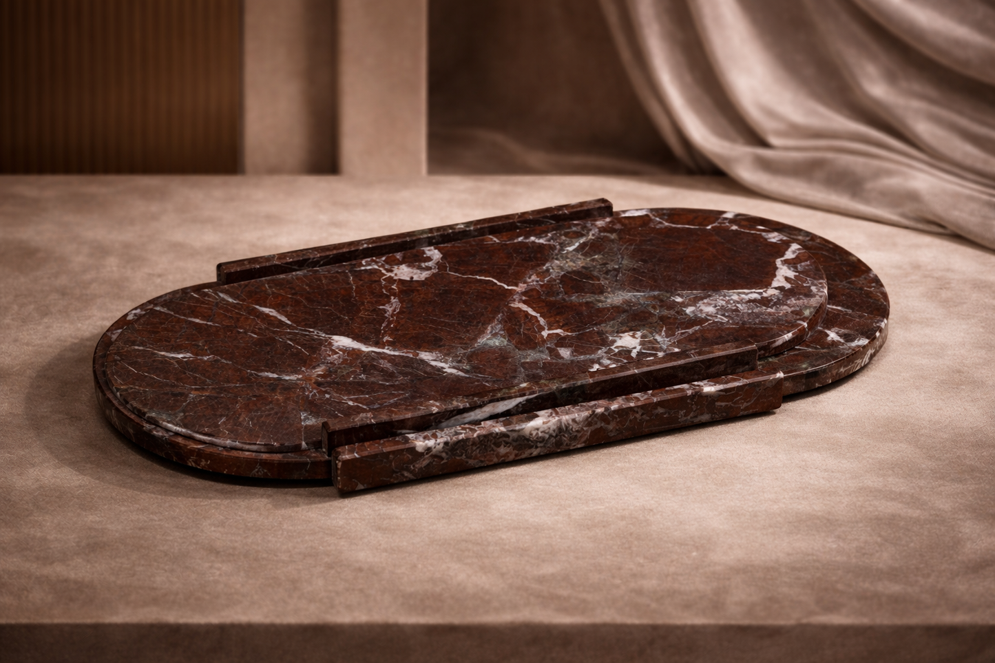 Oval Red - marble tray set