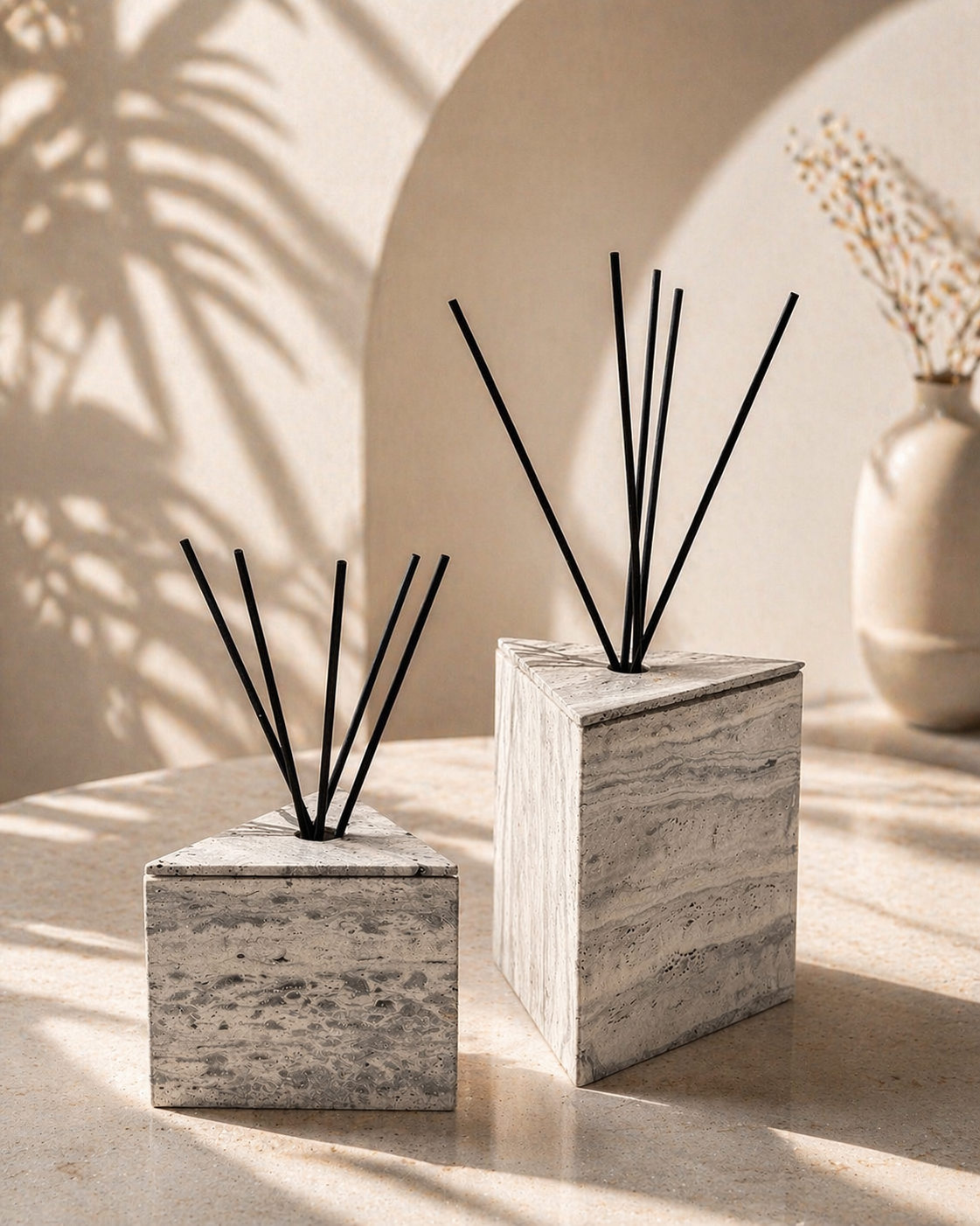 Grey Triangle Marble Diffuser Gift Box
