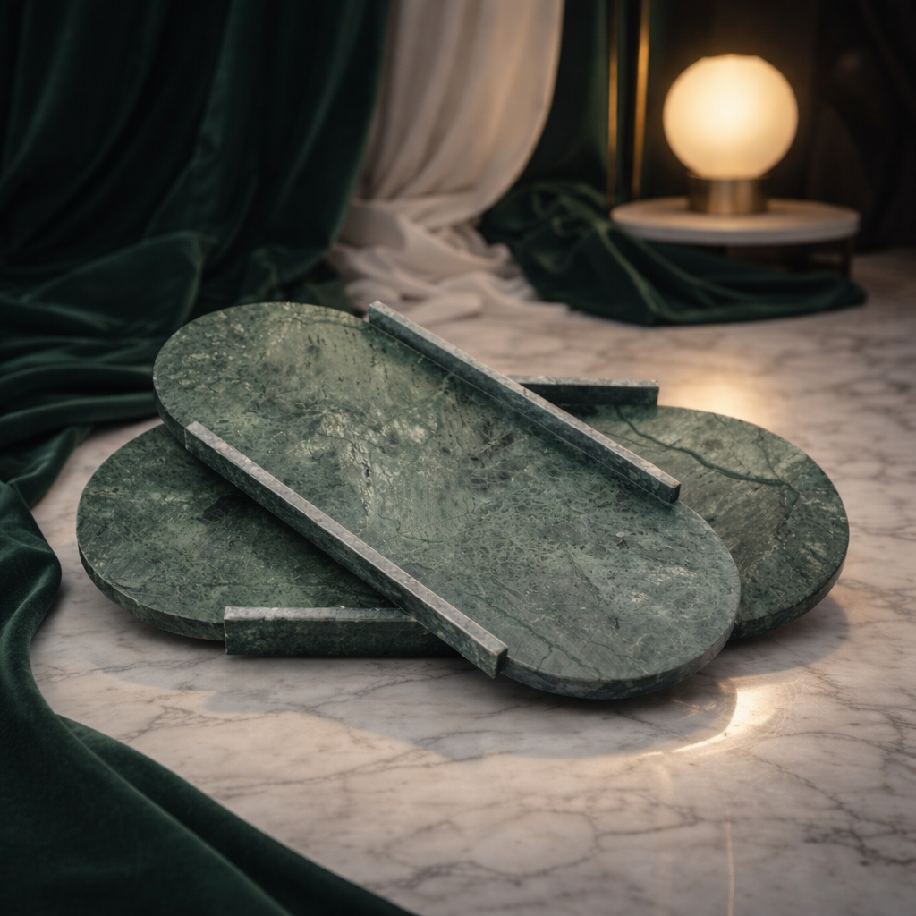 Oval Green - marble tray set