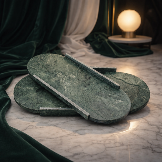 Oval Green - marble tray set