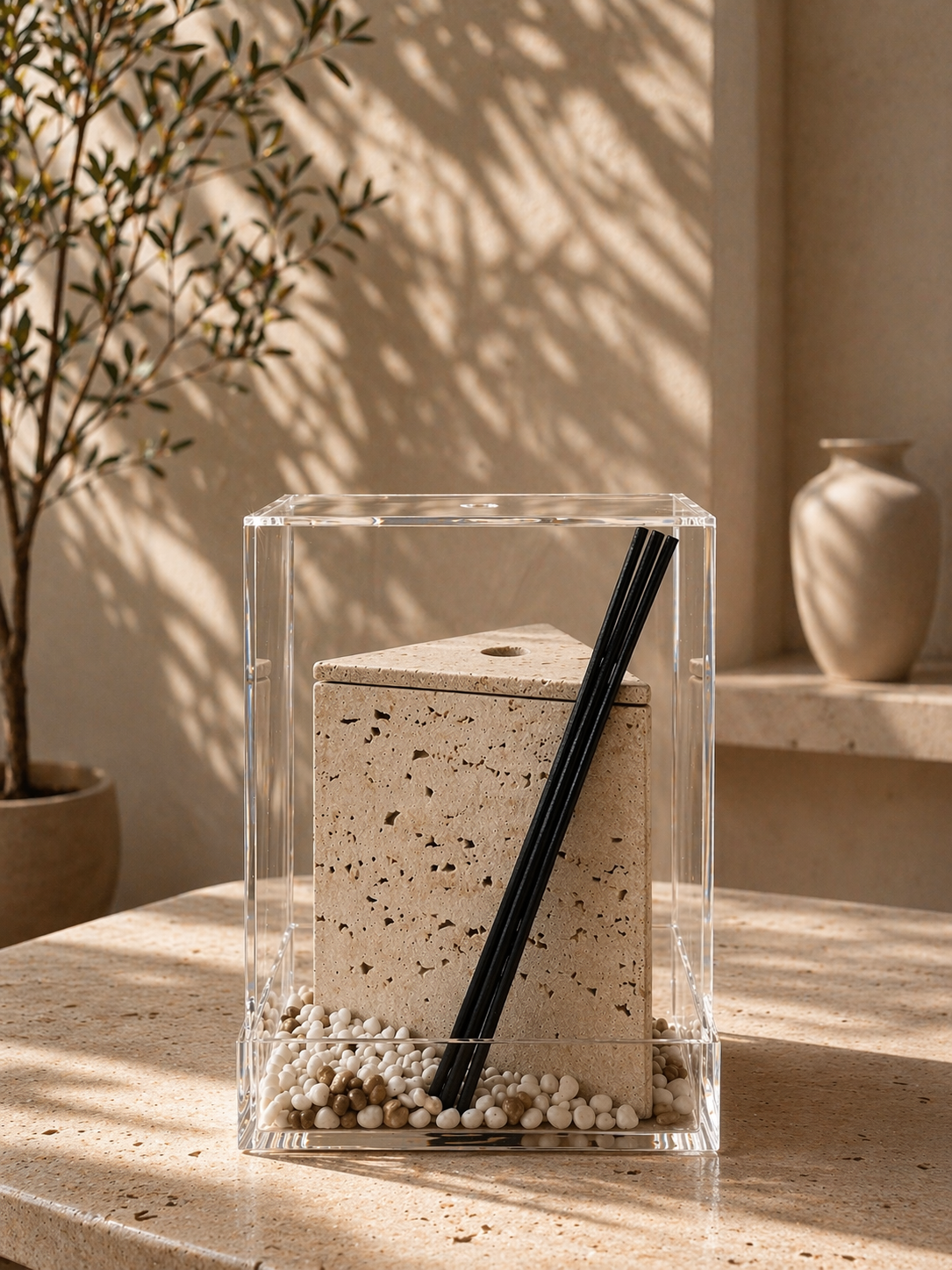 Beige Triangle Marble Diffuser Gift Box