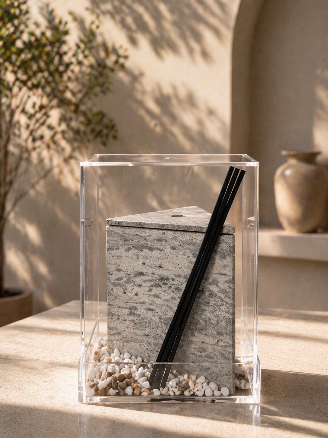 Grey Triangle Marble Diffuser Gift Box